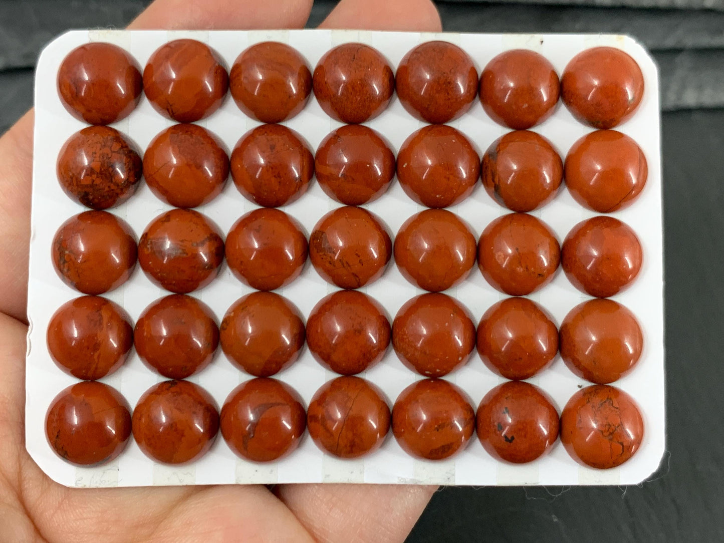 Red Jasper round 10mm cabochon - Calibrated cabochons