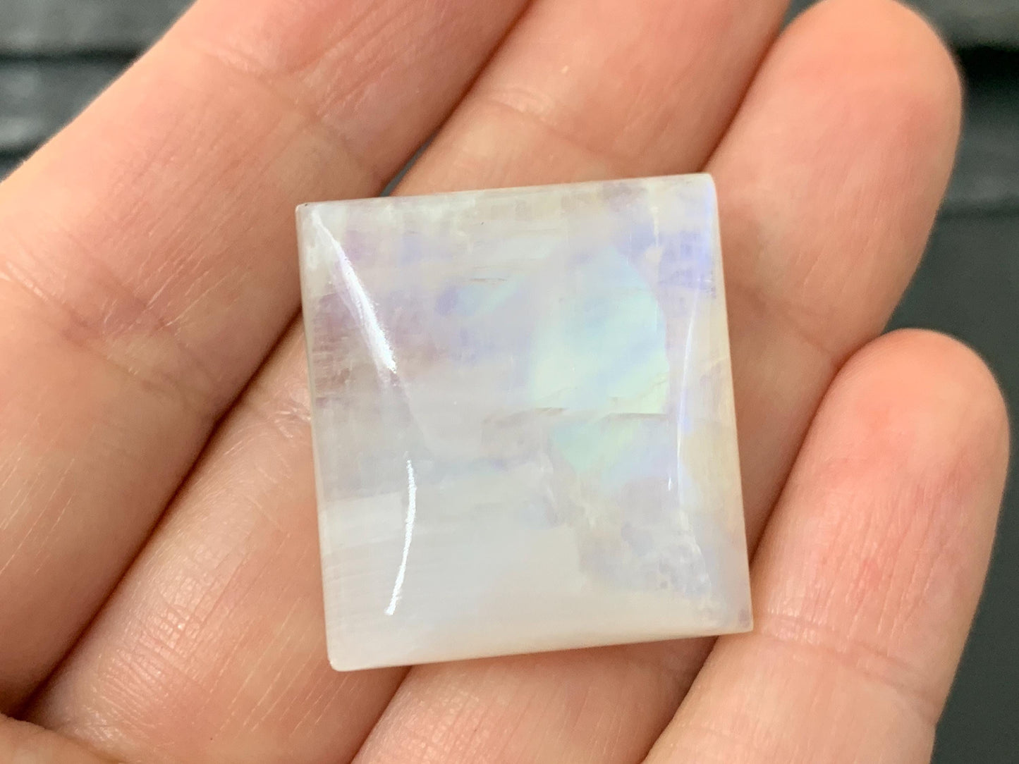 Rainbow Moonstone rectangle 26x24x10mm cabochon