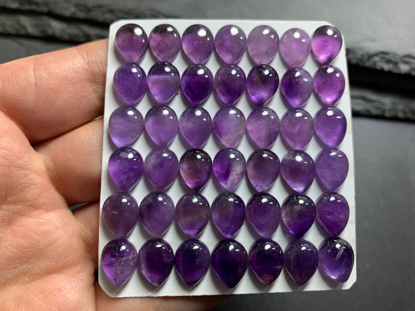 Amethyst pear 8x10mm cabochon - Calibrated cabochons