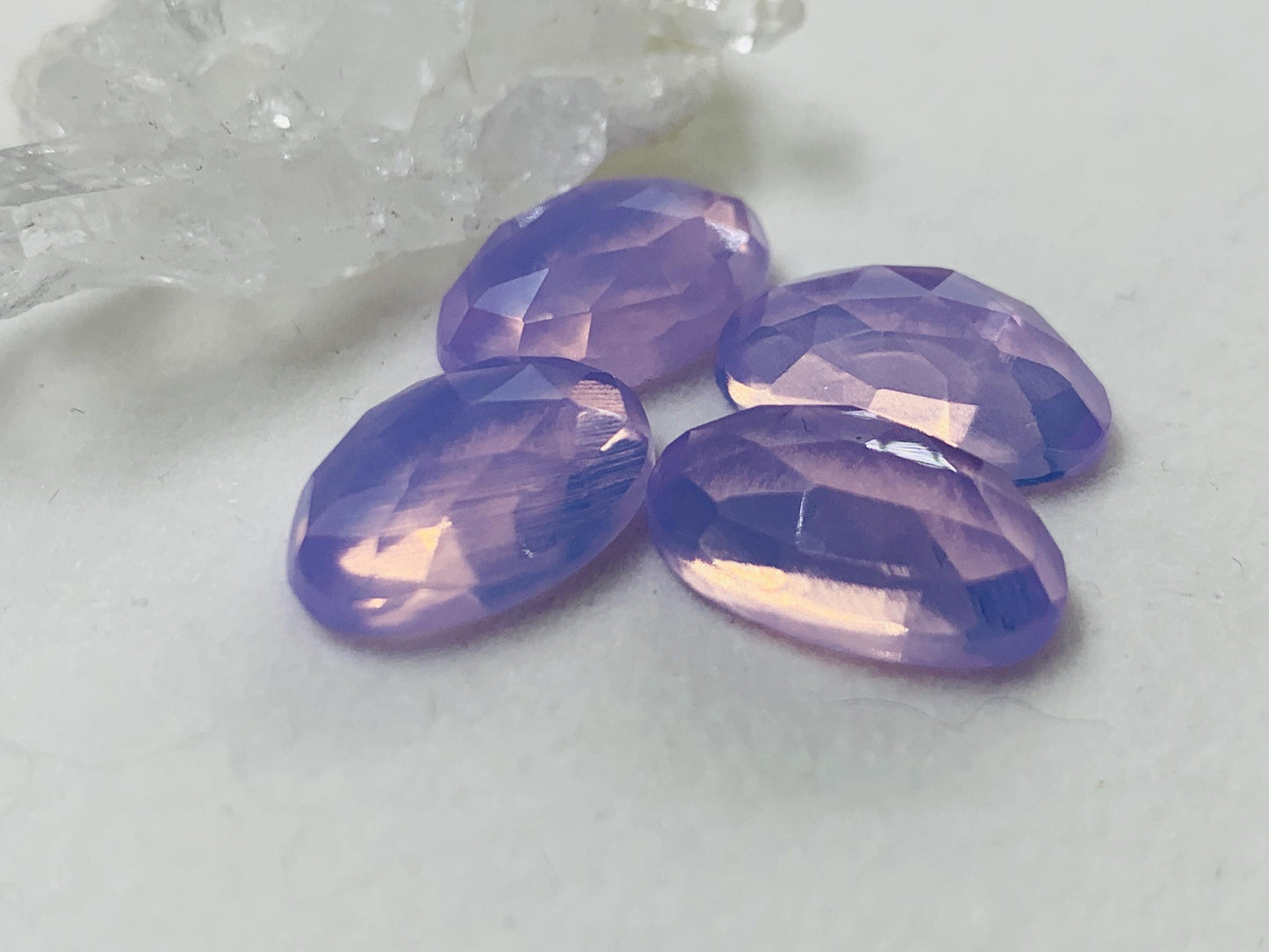 Faceted Lavender Quartz oval 10x16mm cabochon - Lab created
