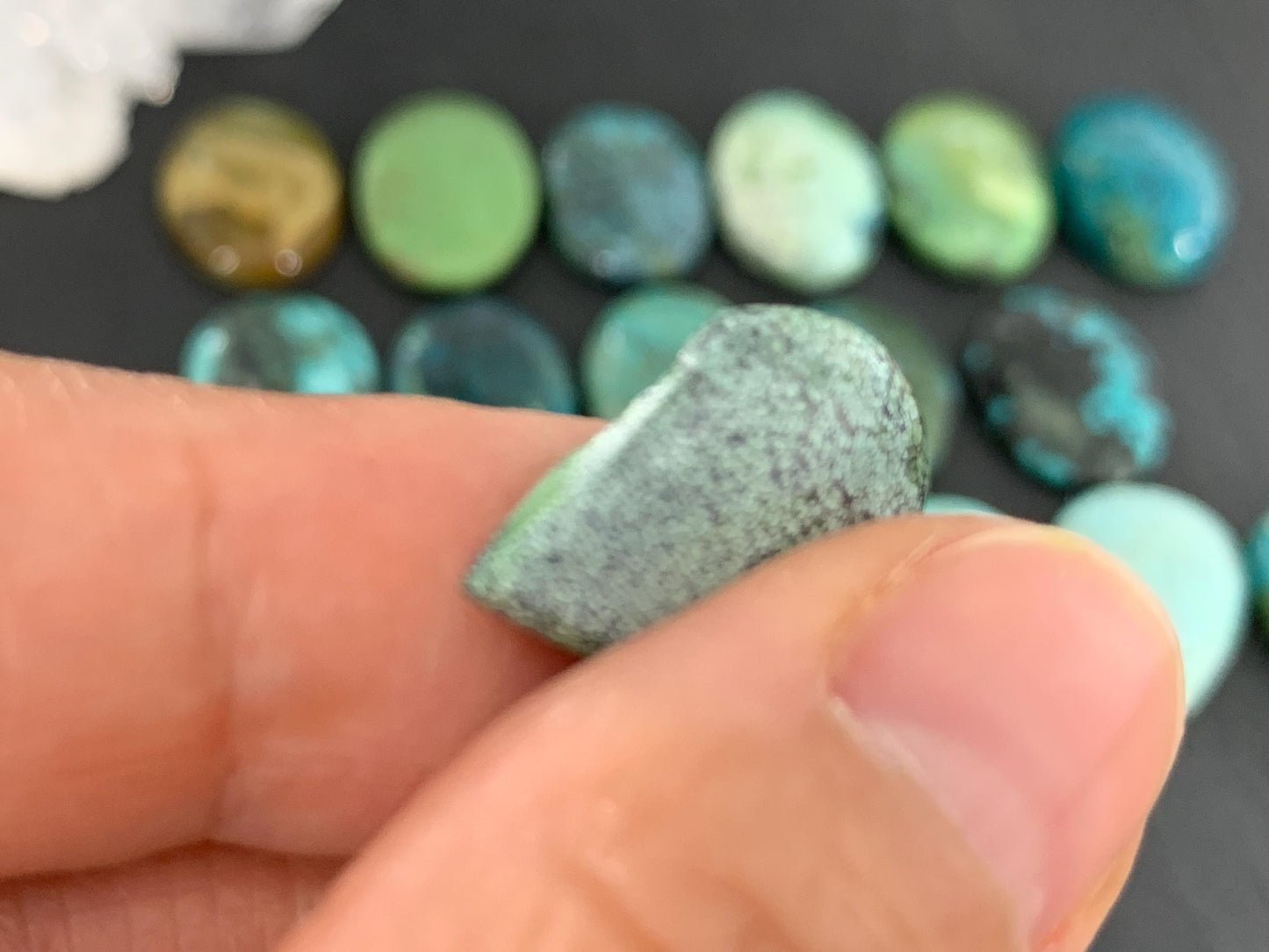 Tibetan Turquoise Cabochon Pear, Oval 13x18mm Natural Gemstone Hand Cut Stone