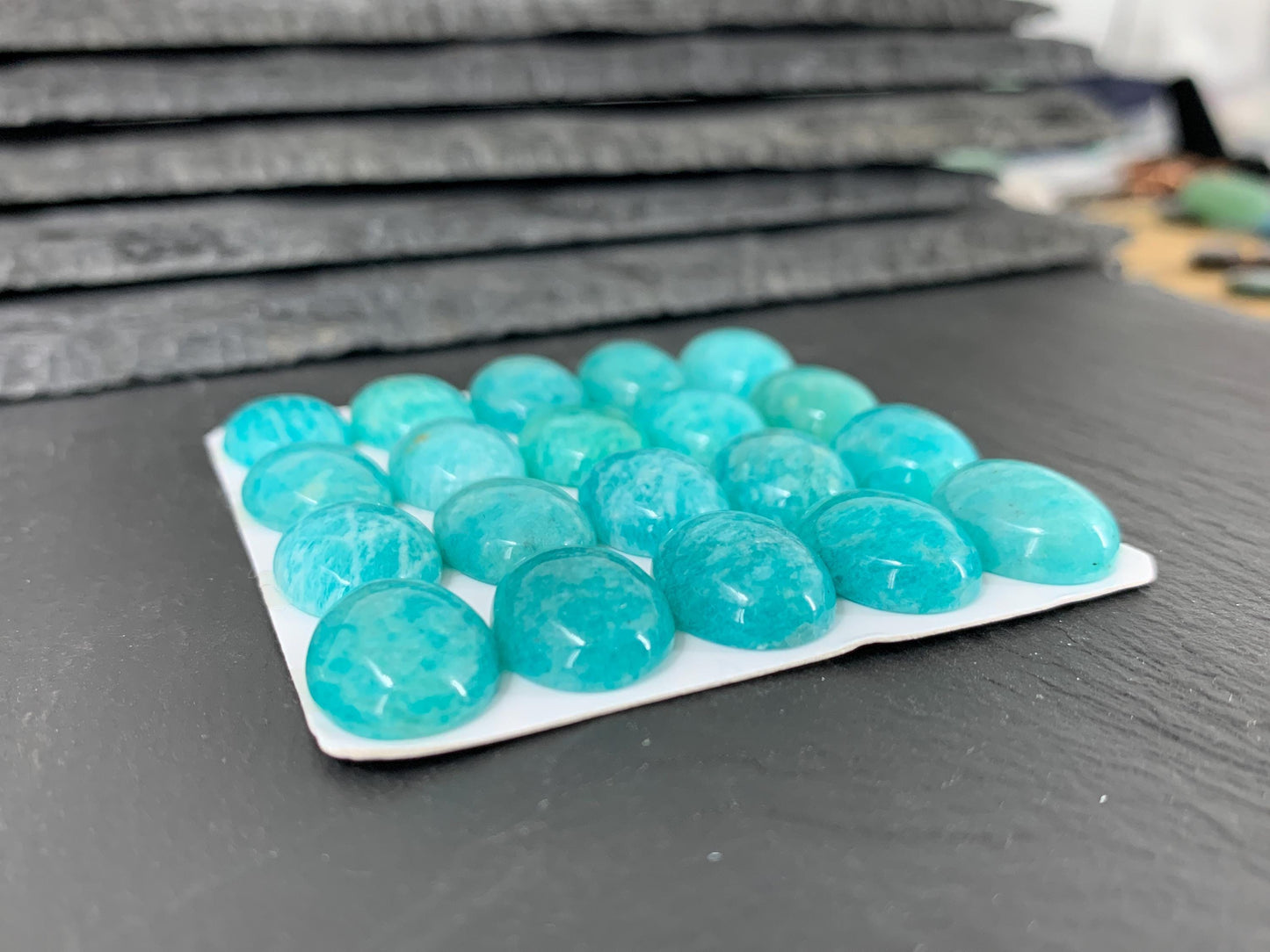 Amazonite oval 12x16mm cabochon - Calibrated cabochons