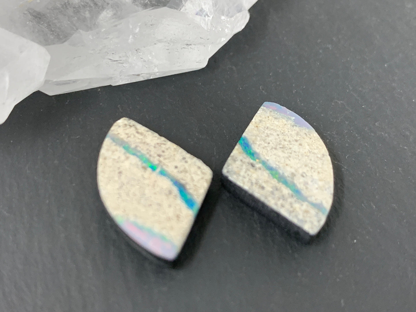 Australian Opal doublet 12x18x3.5mm pair of cabochons