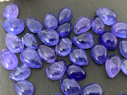 Tanzanite pear cabochon 6-10mm long - select your size