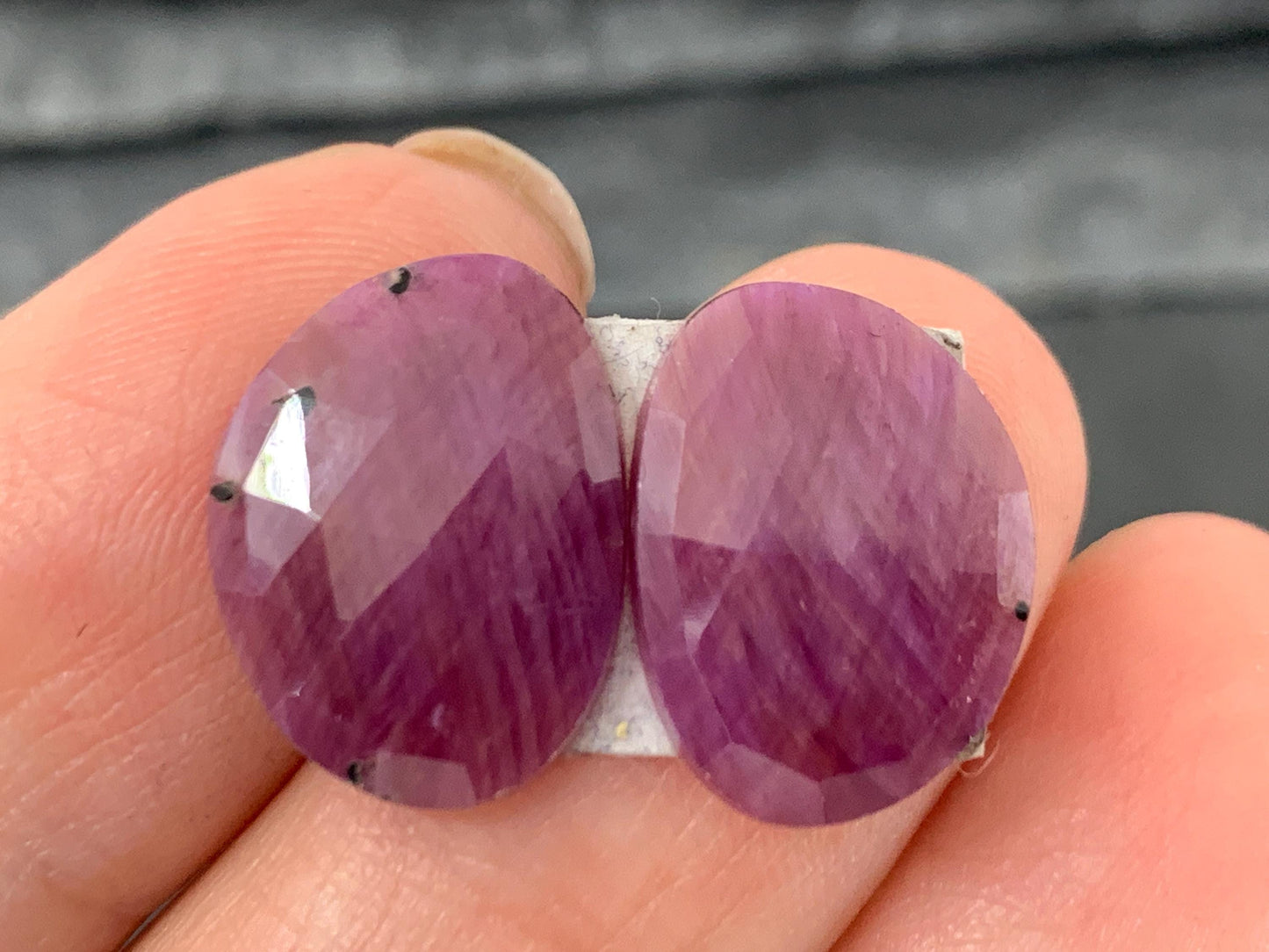 Faceted Ruby pair 11x15x3mm cabochon