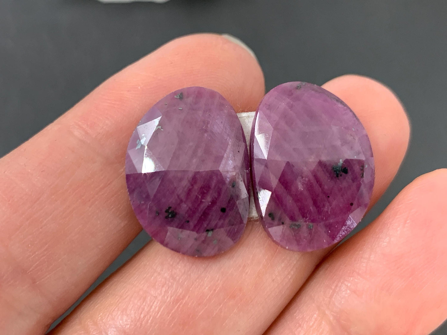 Faceted Ruby pair 14x19x3.5mm cabochon