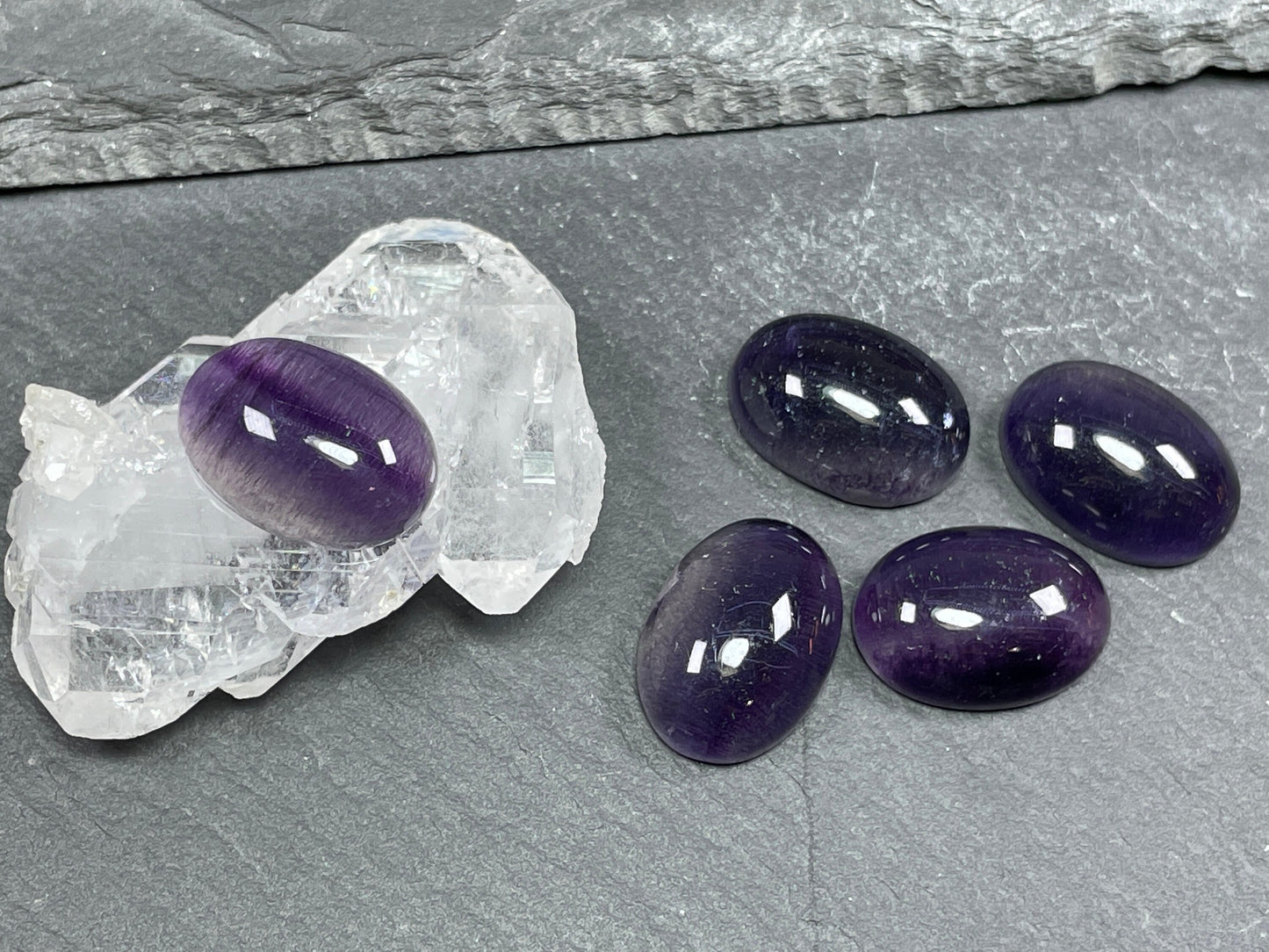 Purple Fluorite oval 13x18mm Cabochon - Calibrated Cabochons
