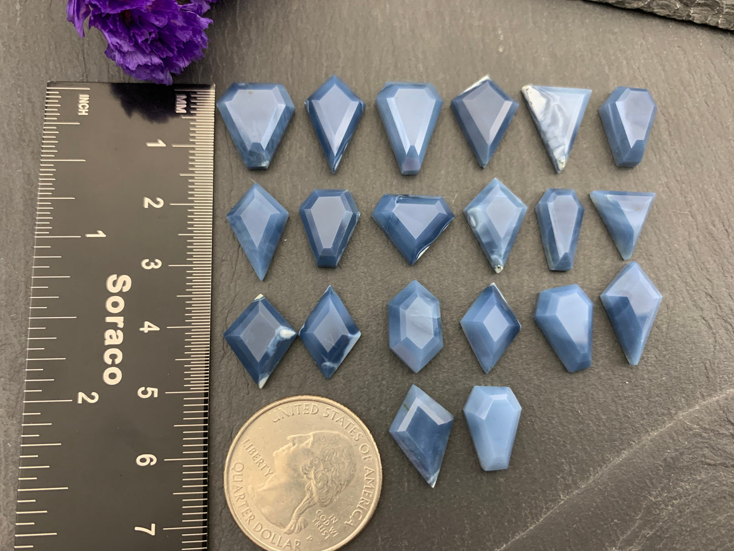 Step Cut Blue Opal cabochon