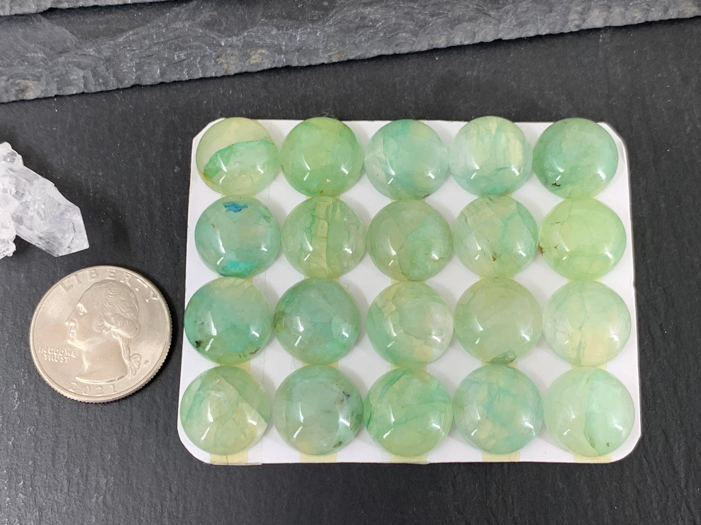 Chrysocolla round 15mm cabochon - Calibrated cabochons