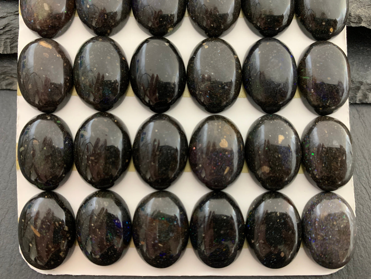 Black Andamooka Opal oval 13x18mm cabochon - Matrix Australian Opal