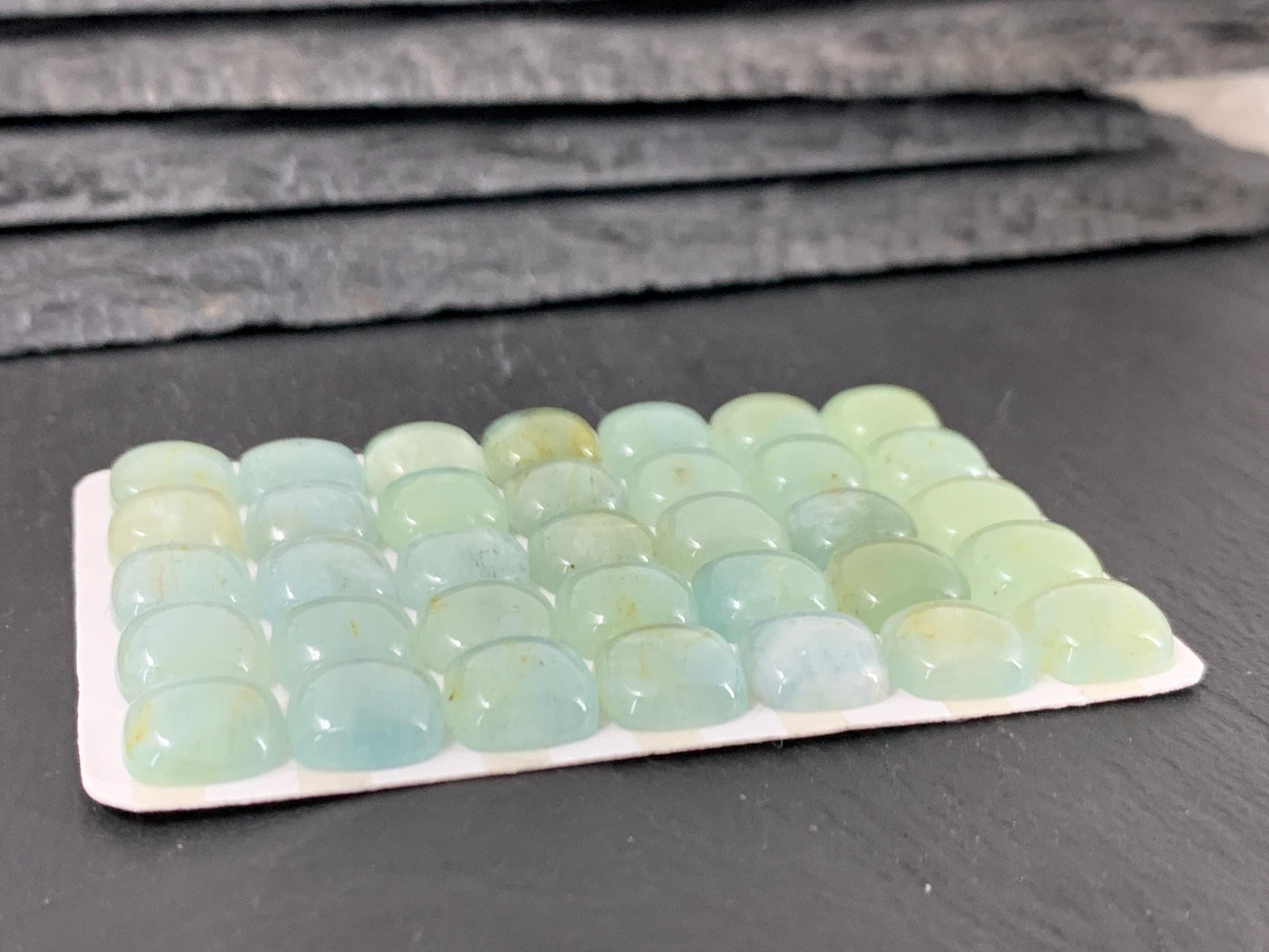 Aquamarine Square Cushion 10mm Cabochon – Natural Calibrated Gemstone