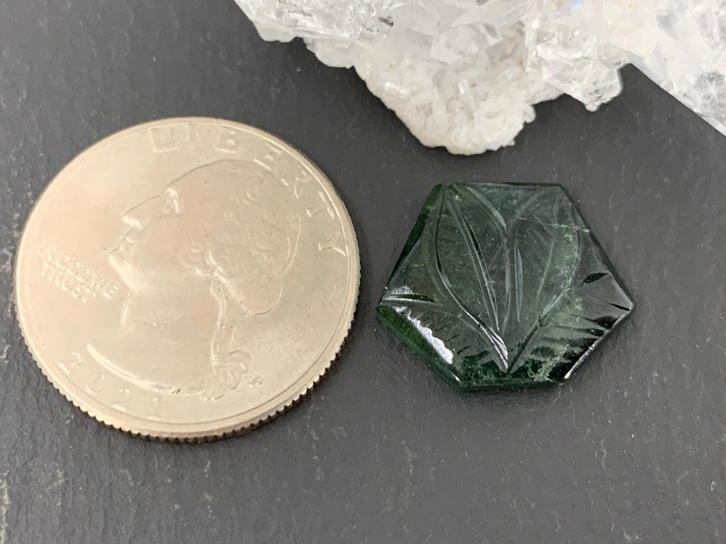 Carved Tourmaline 17x15x4mm cabochon