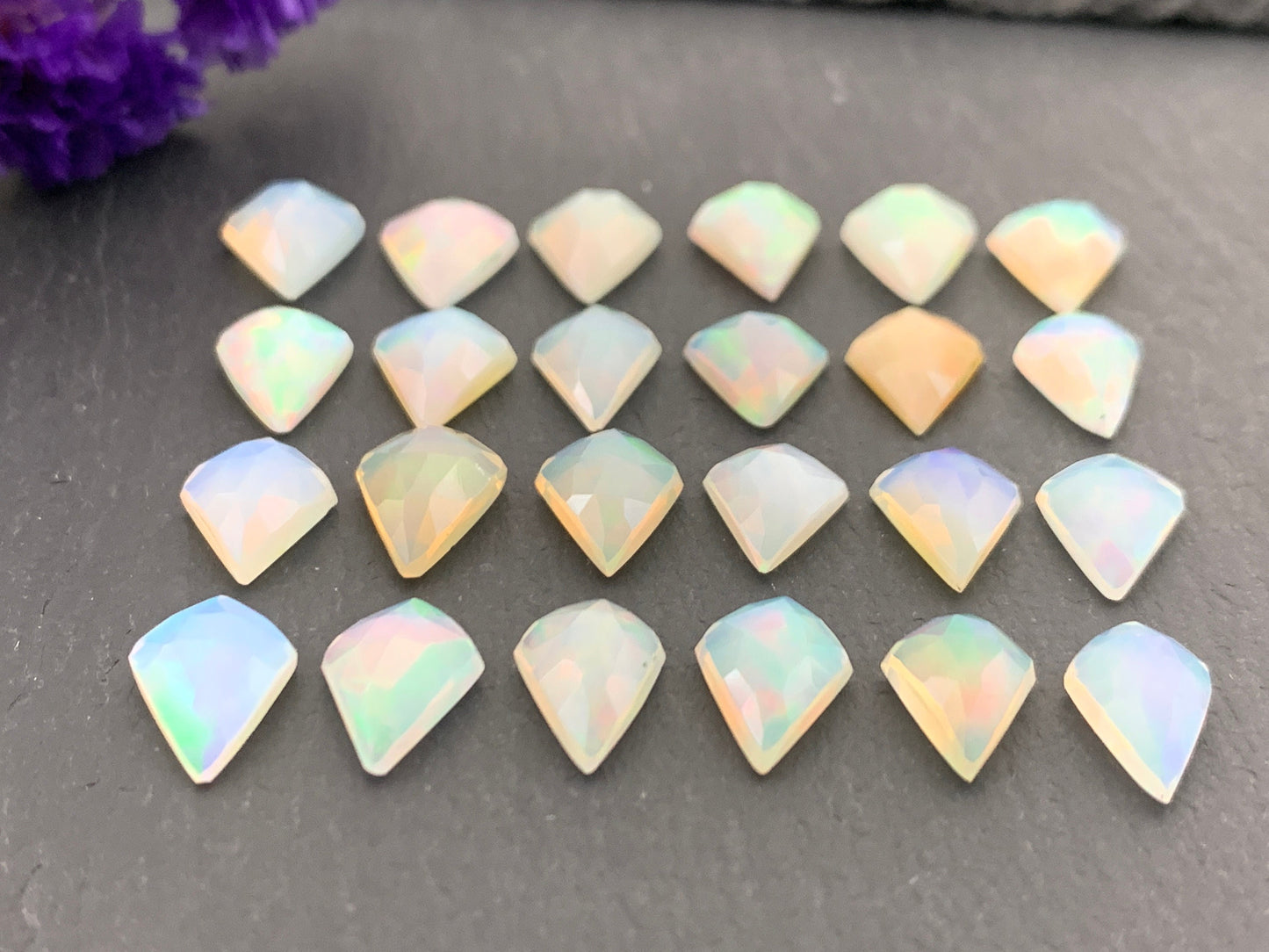 Faceted Opal kite 10mm long cabochon