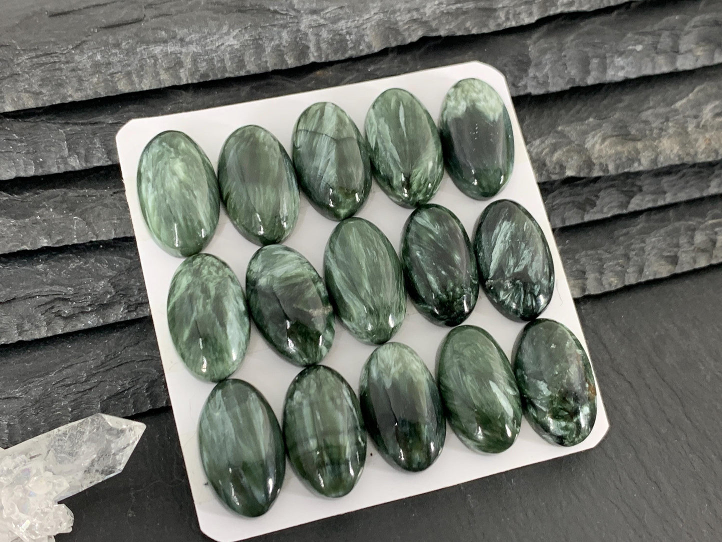 Seraphinite oval 12x20mm Cabochon - Calibrated cabochons