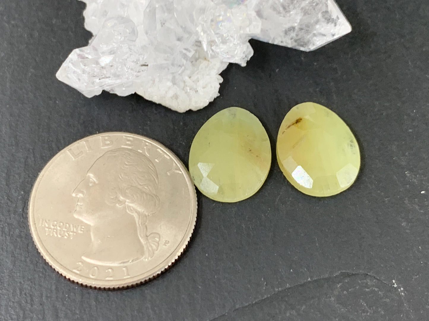 Faceted Yellow Sapphire pair 12x15x4mm cabochon