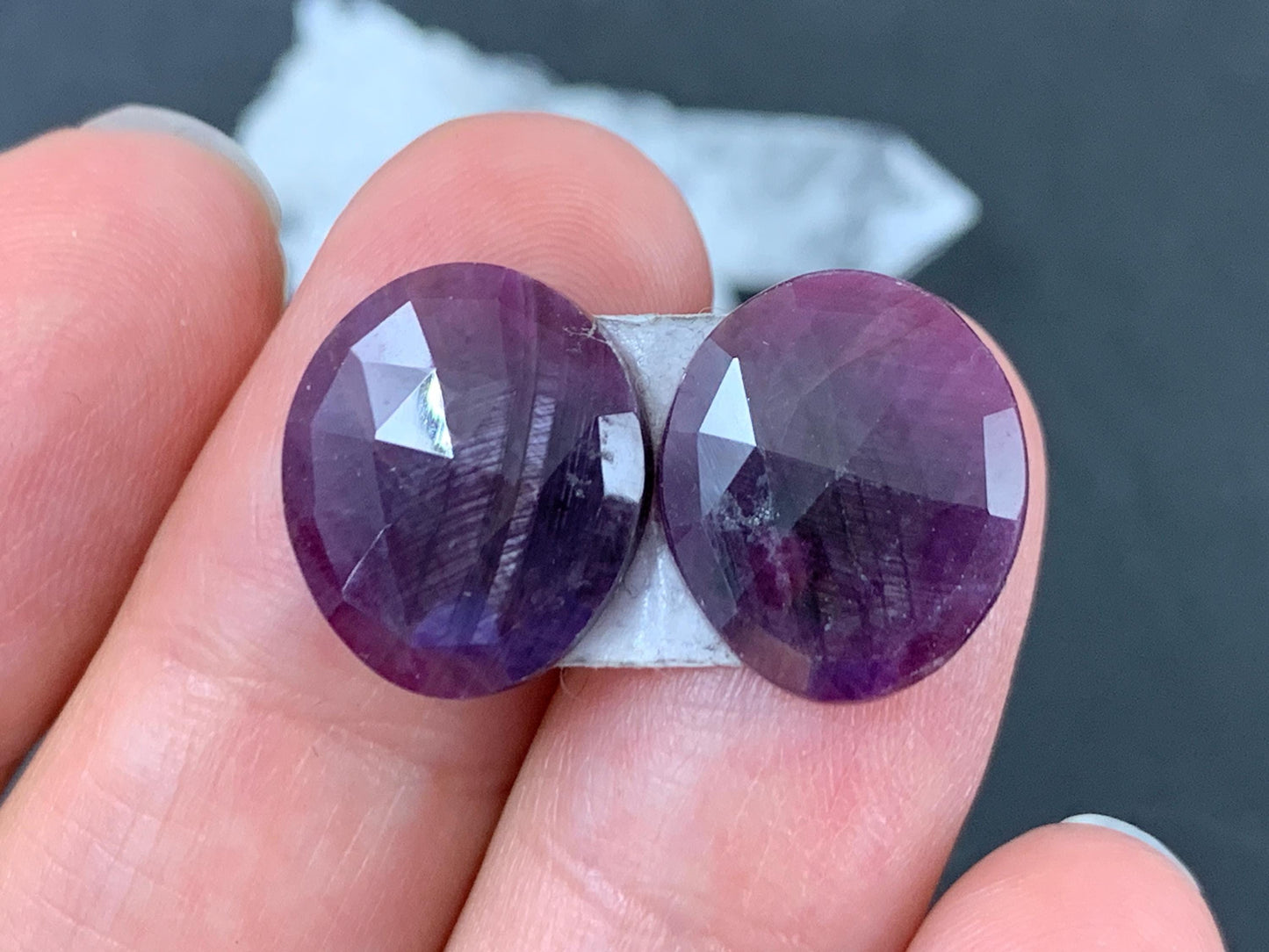Faceted Ruby pair 12x15x3mm cabochon