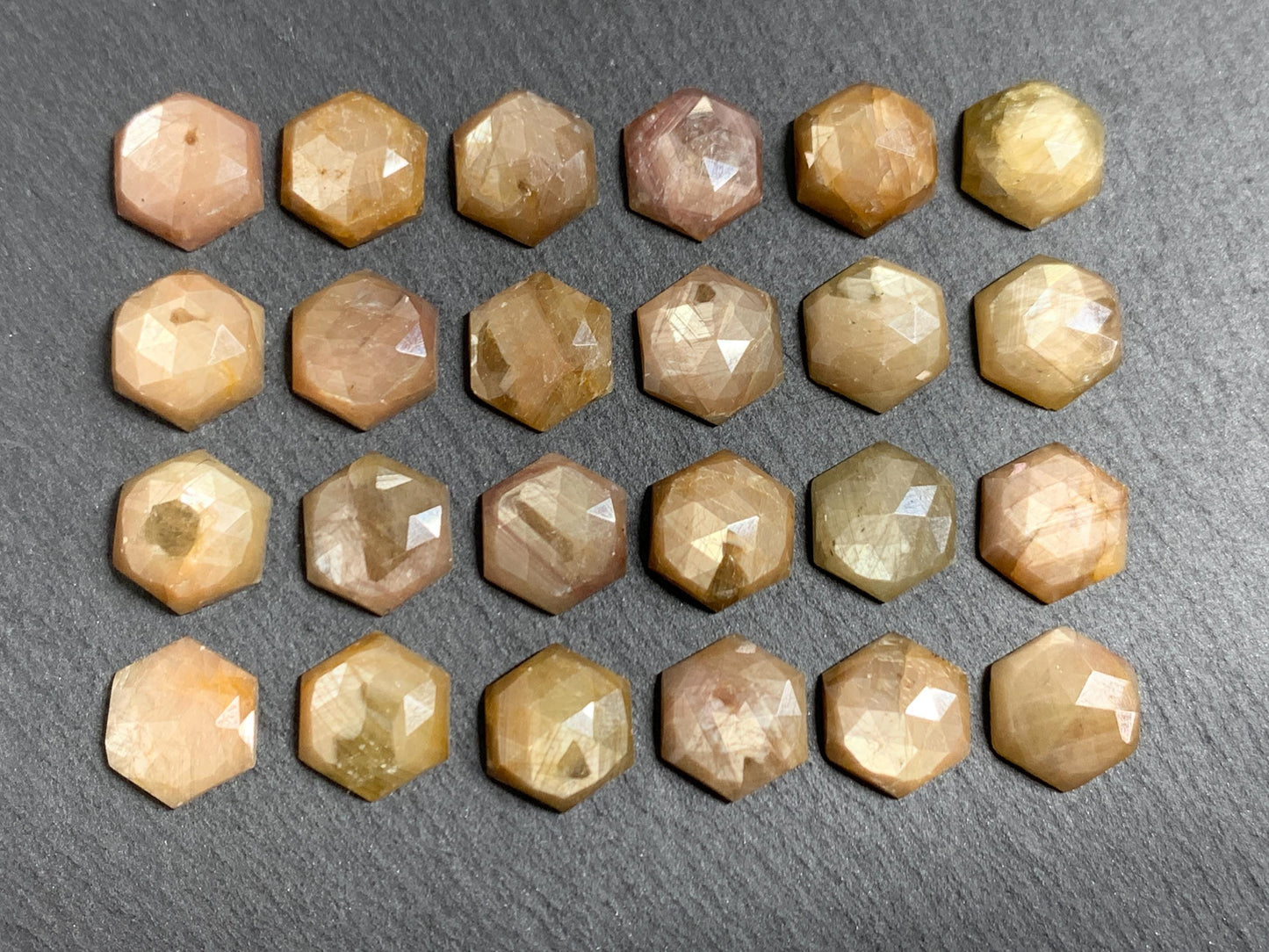 Faceted yellow Sapphire hexagon 10mm cabochon