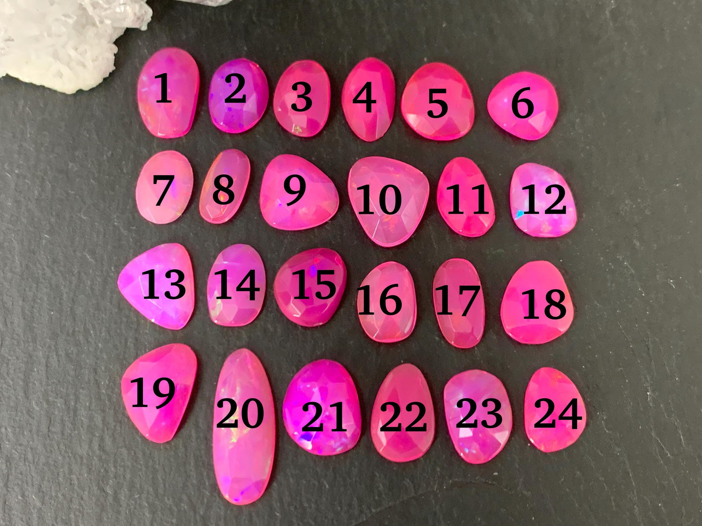 Faceted Pink Ethiopian Opal 9-18mm long cabochon