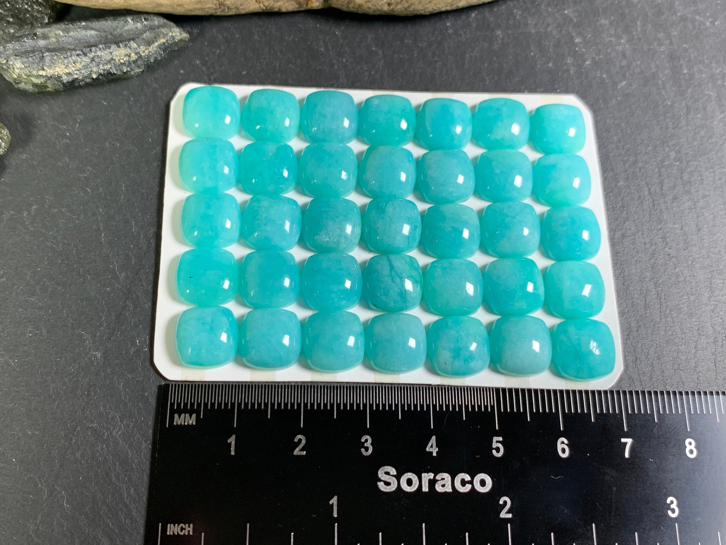 Amazonite square 10mm cabochon - Calibrated cabochons