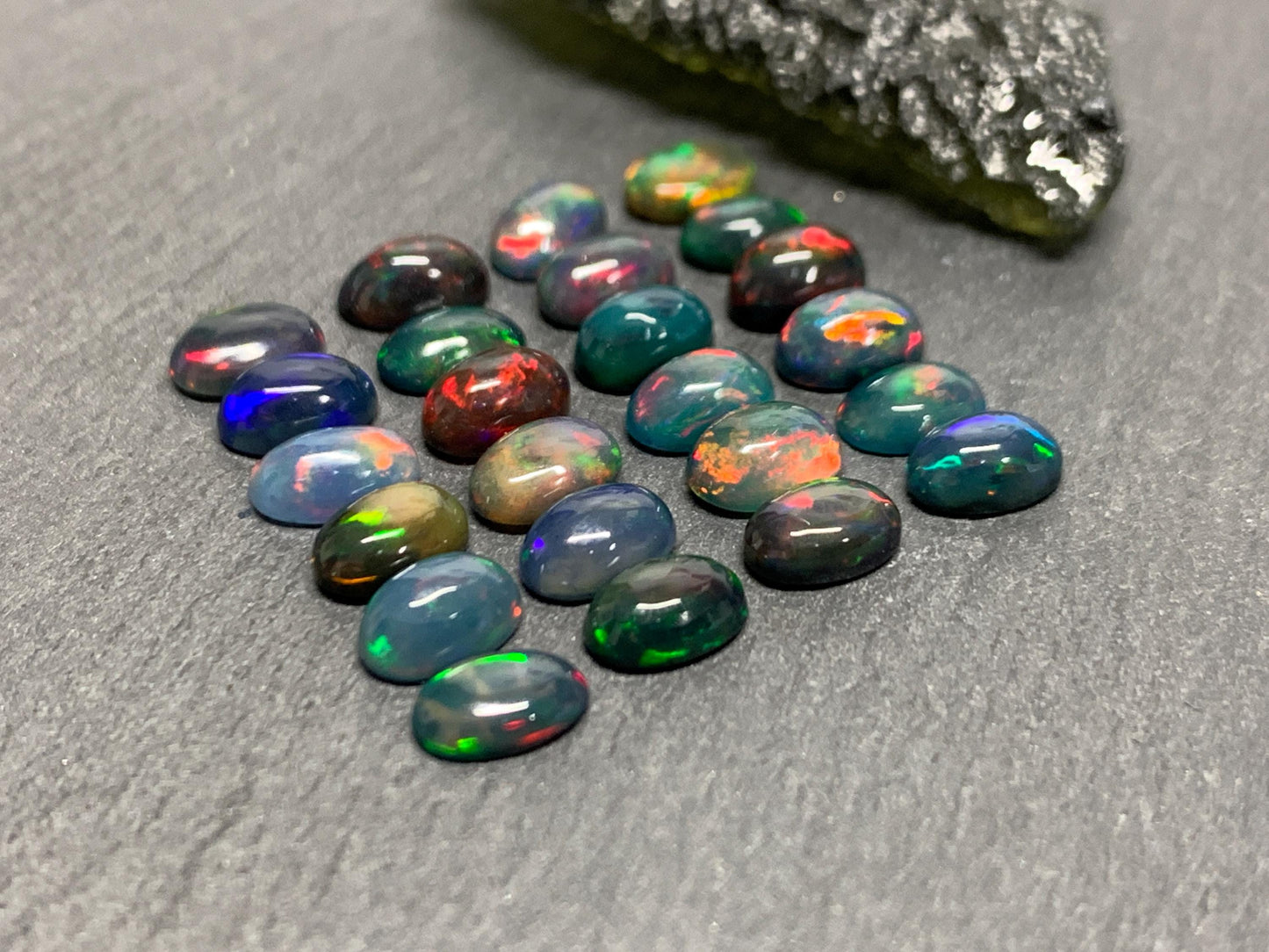 Black Ethiopian Opal 4x6mm cabochon