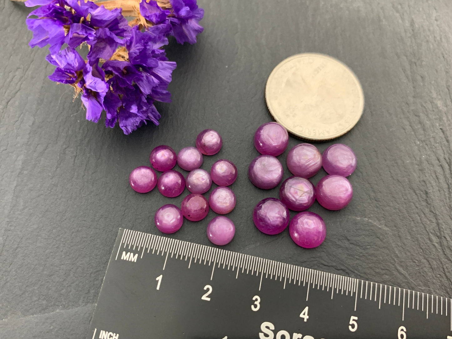 Silky Star Sapphire round 6mm, 8mm Cabochon