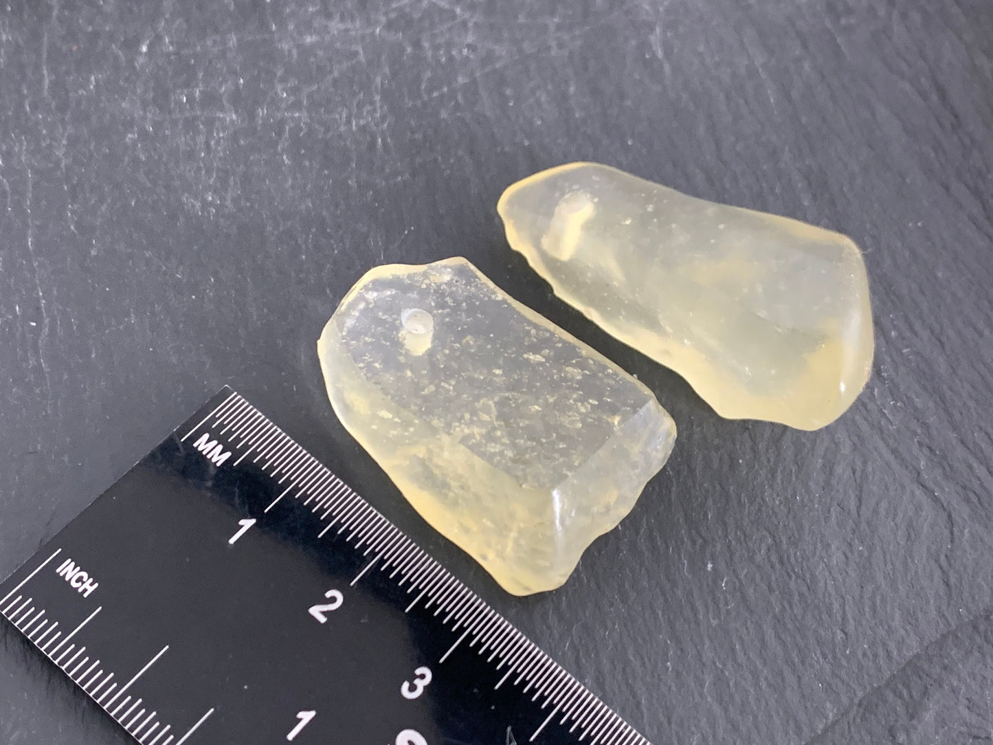 Drilled Libyan Desert Glass 32-40mm long