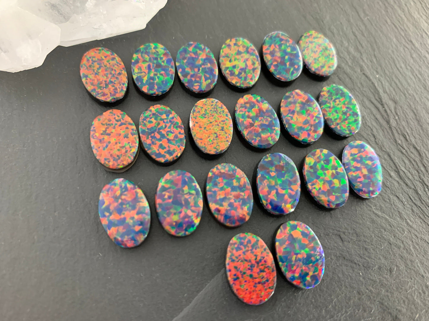 Aurora Opal 10x14mm oval cabochons - Doublet cabochons