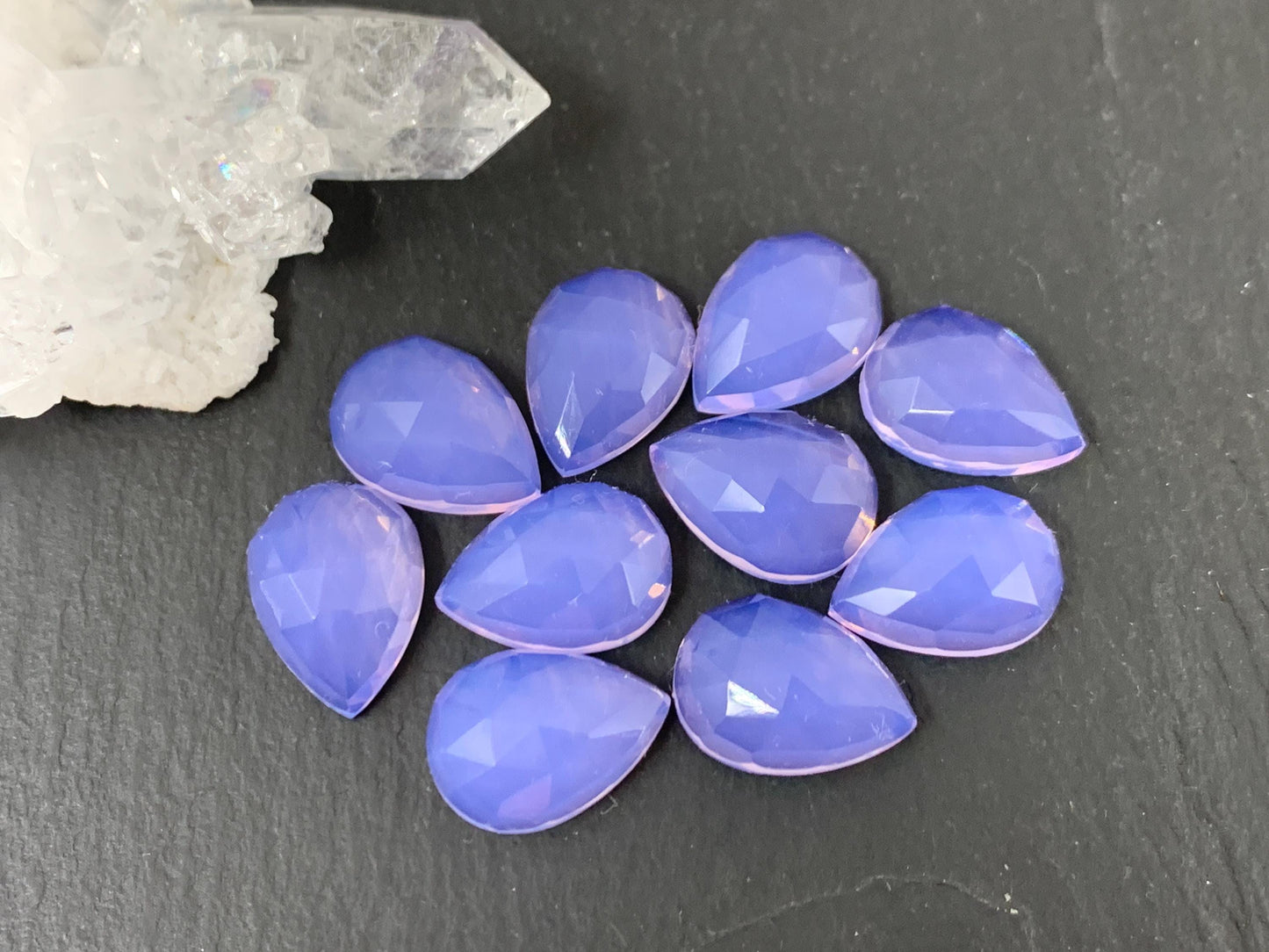 Lavender Chalcedony pear 10x14mm cabochon