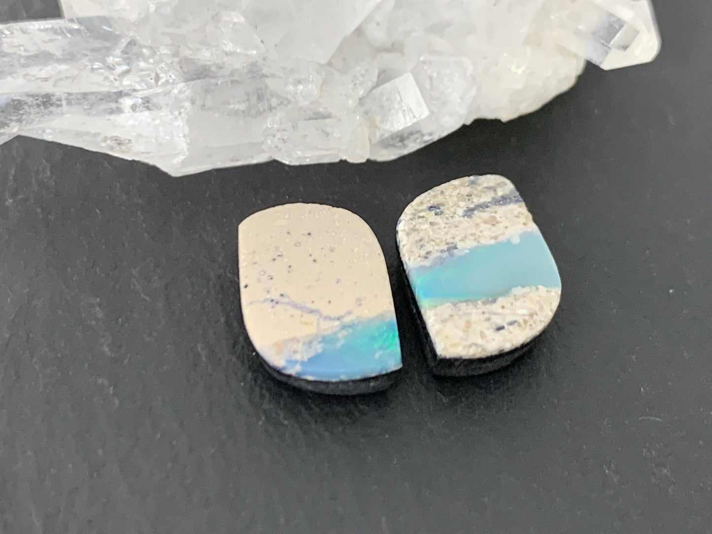 Australian Opal doublet 8x12x3.5mm pair of cabochons