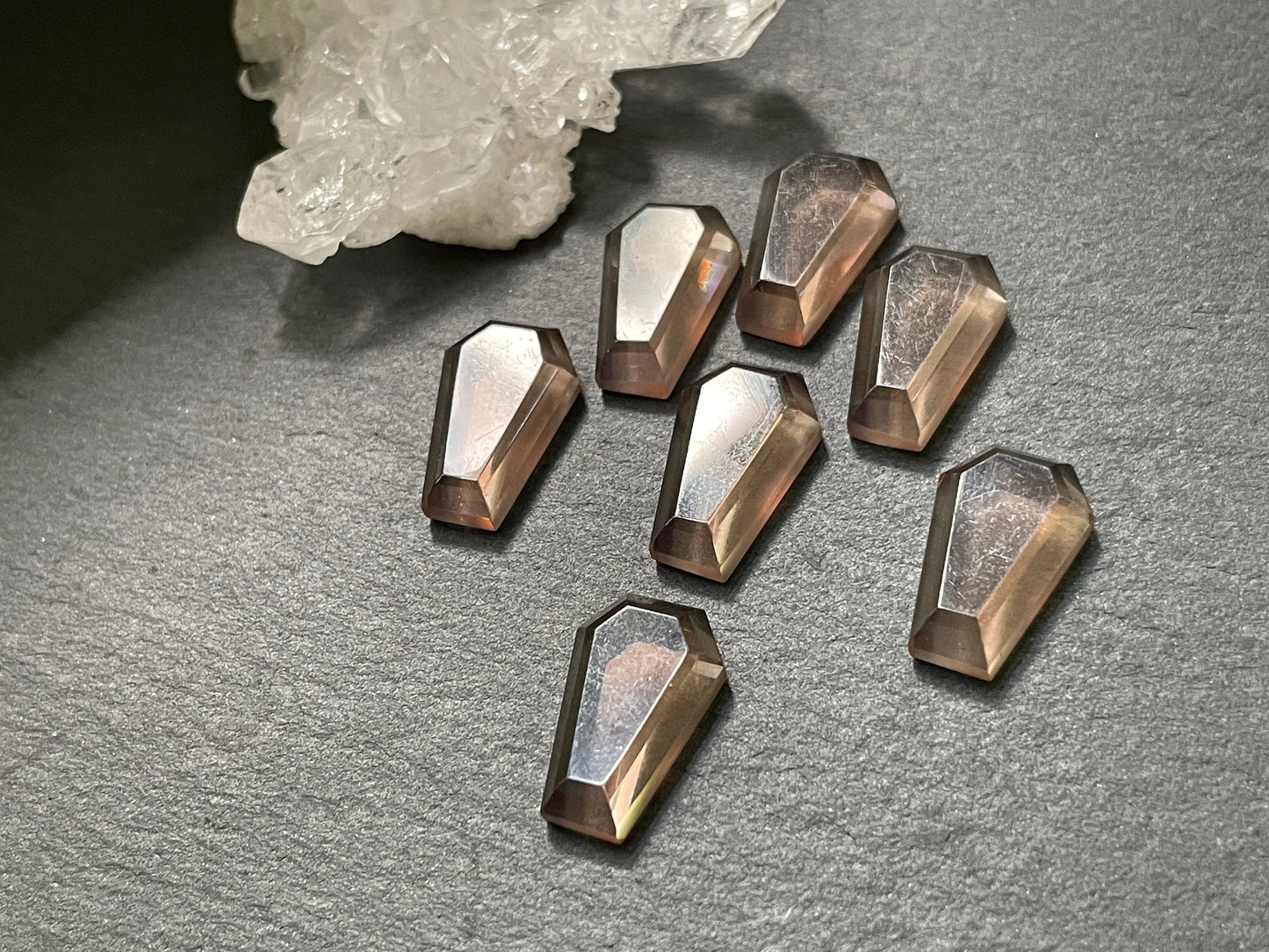 Faceted Color Changing Alexandrite coffin 10x16mm cabochon