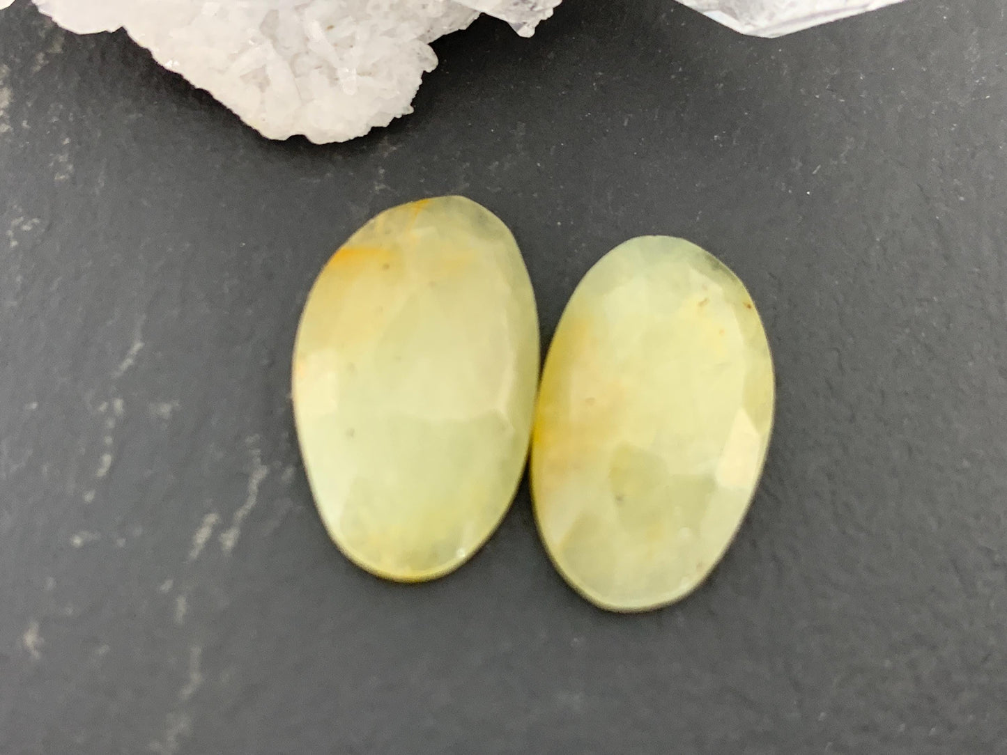 Faceted Yellow Sapphire pair 10x16x3.5mm cabochon