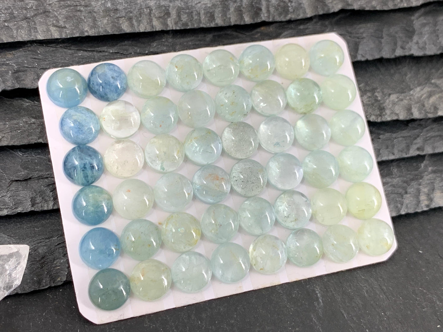 Aquamarine round 8mm cabochon - Calibrated cabochons