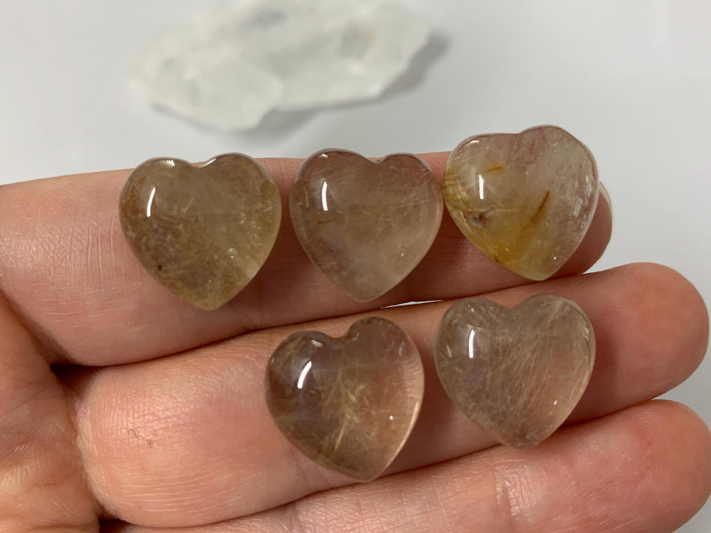 Rutilated Quartz heart 15mm cabochon - Calibrated cabochons