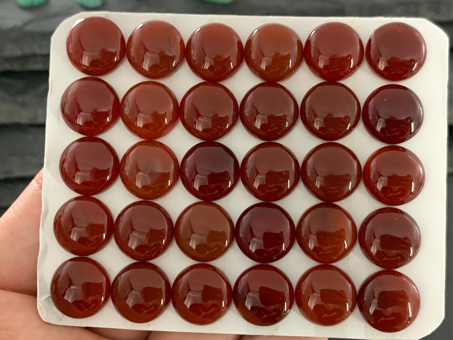 Carnelian round 12mm cabochon - Calibrated cabochons