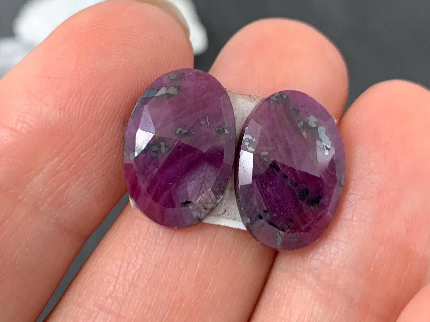 Faceted Ruby pair 10x15x3mm cabochon