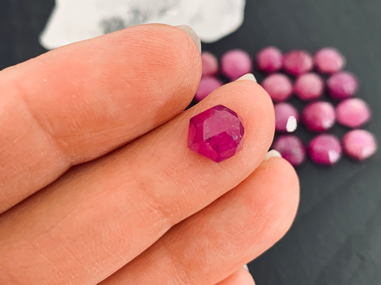 Faceted Pink Sapphire hexagon 6mm cabochon