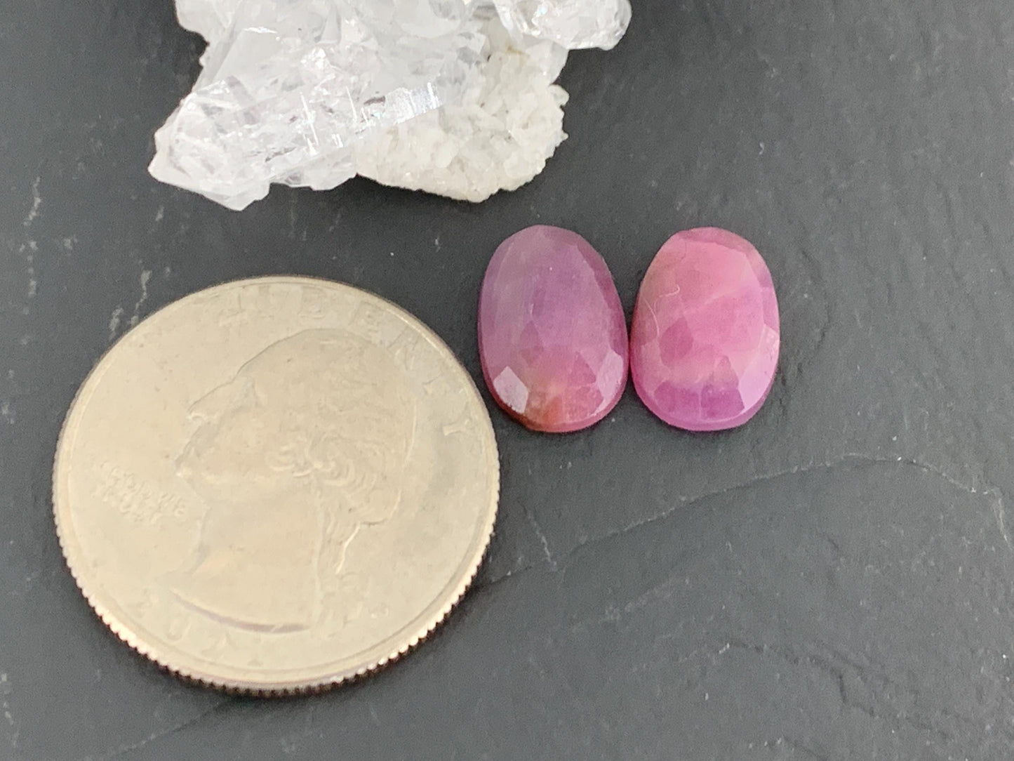 Faceted Ruby pair 8x12x3.5mm cabochon