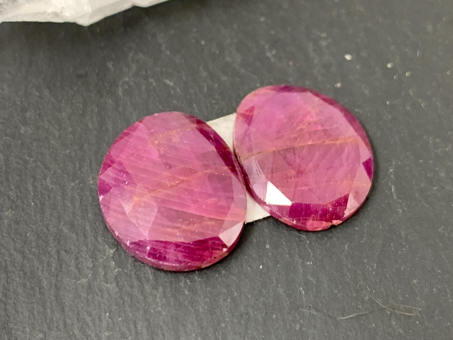 Discounted Faceted Ruby pair 13x17x3.5mm cabochon