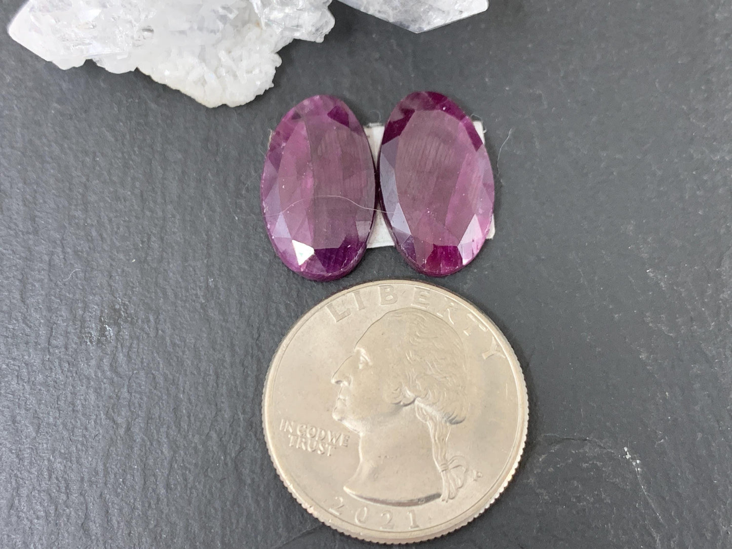 Faceted Ruby pair 10x18x3mm cabochon