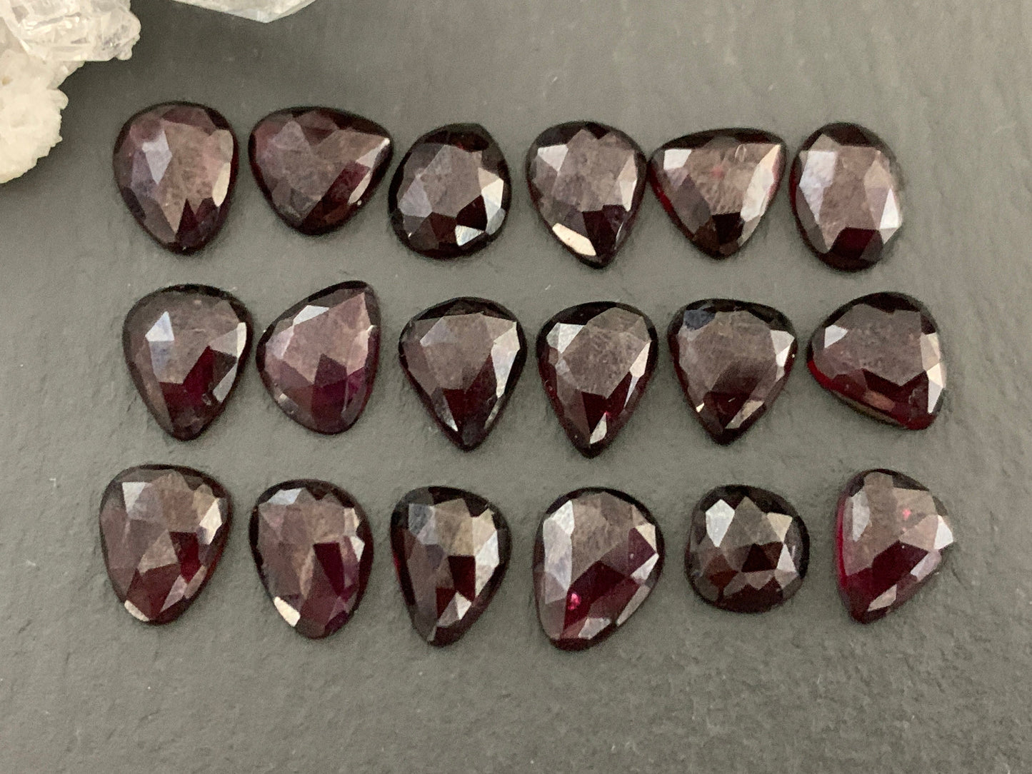 Faceted Red Garnet 8-9mm long Cabochon