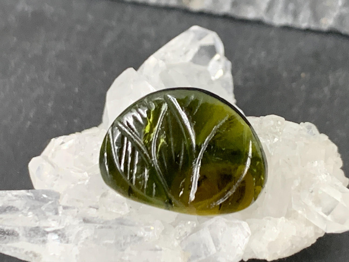 Carved Tourmaline 17x13x2.5mm cabochon