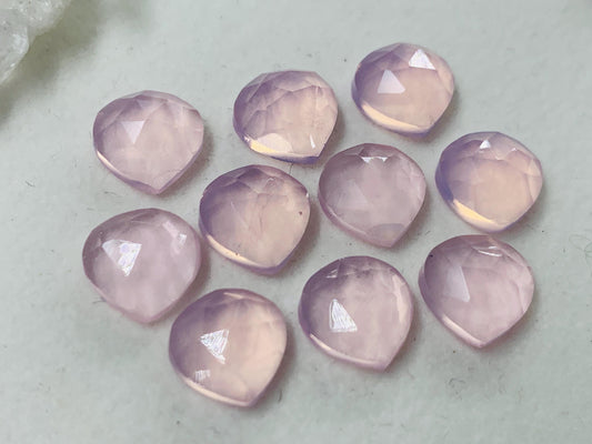 Faceted Rose Quartz pear 10mm cabochon - Lab created