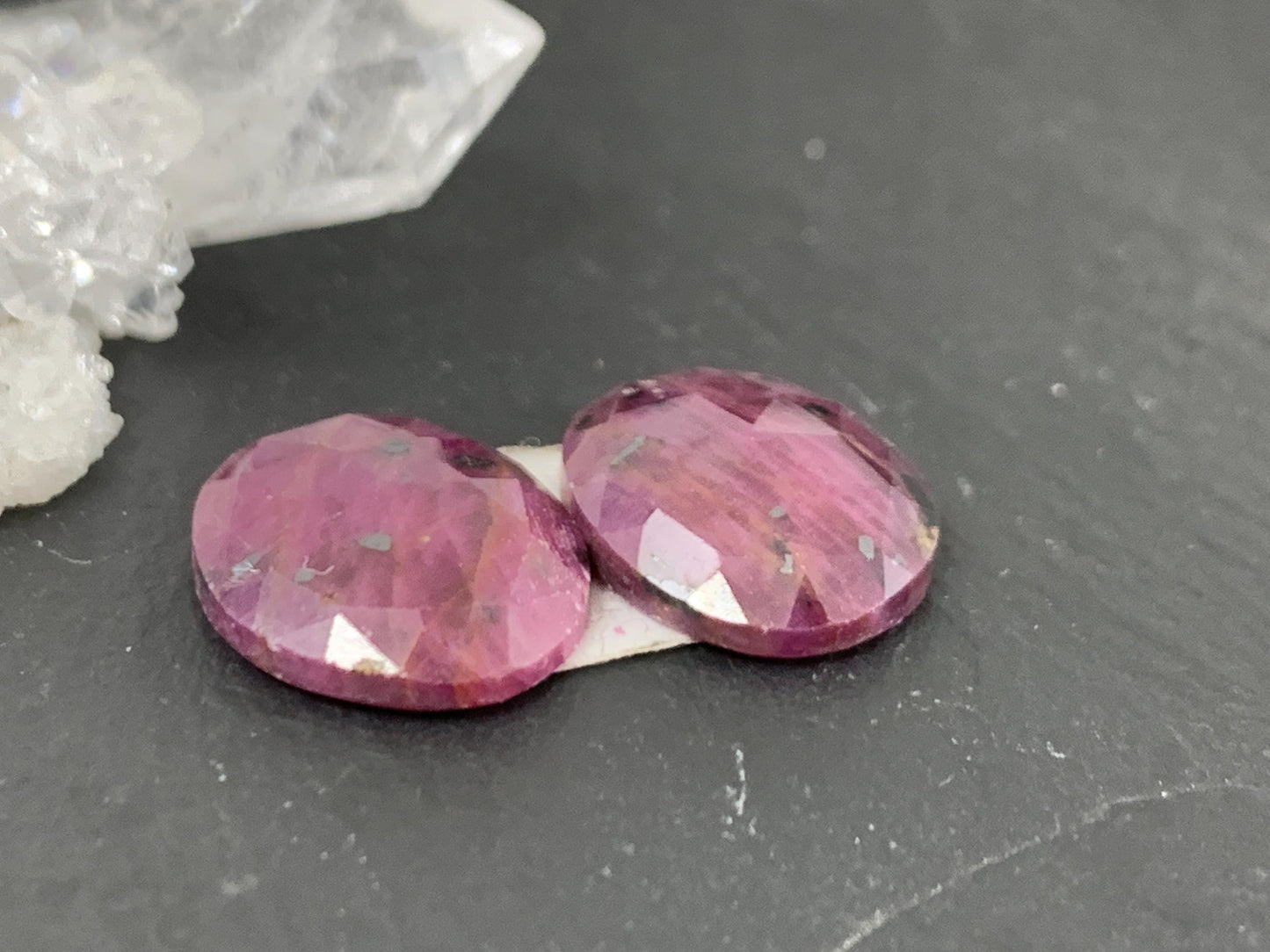 Faceted Ruby pair 12x15x4mm cabochon
