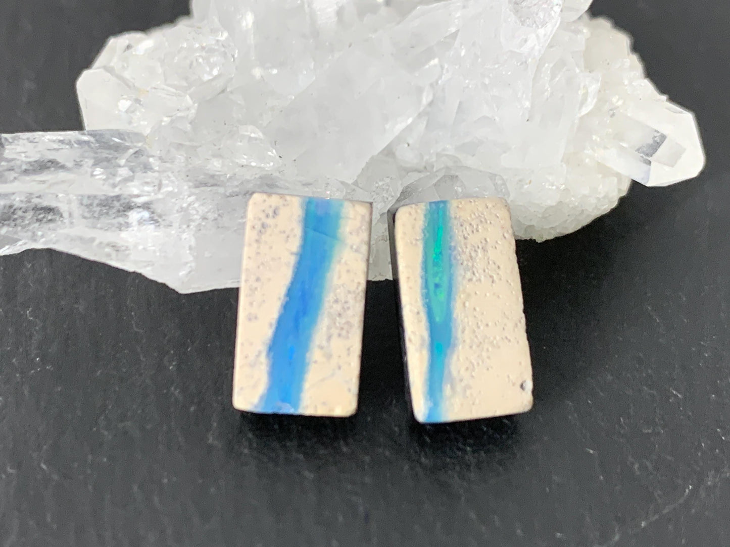 Australian Opal doublet 6x10x3.5mm pair of cabochons