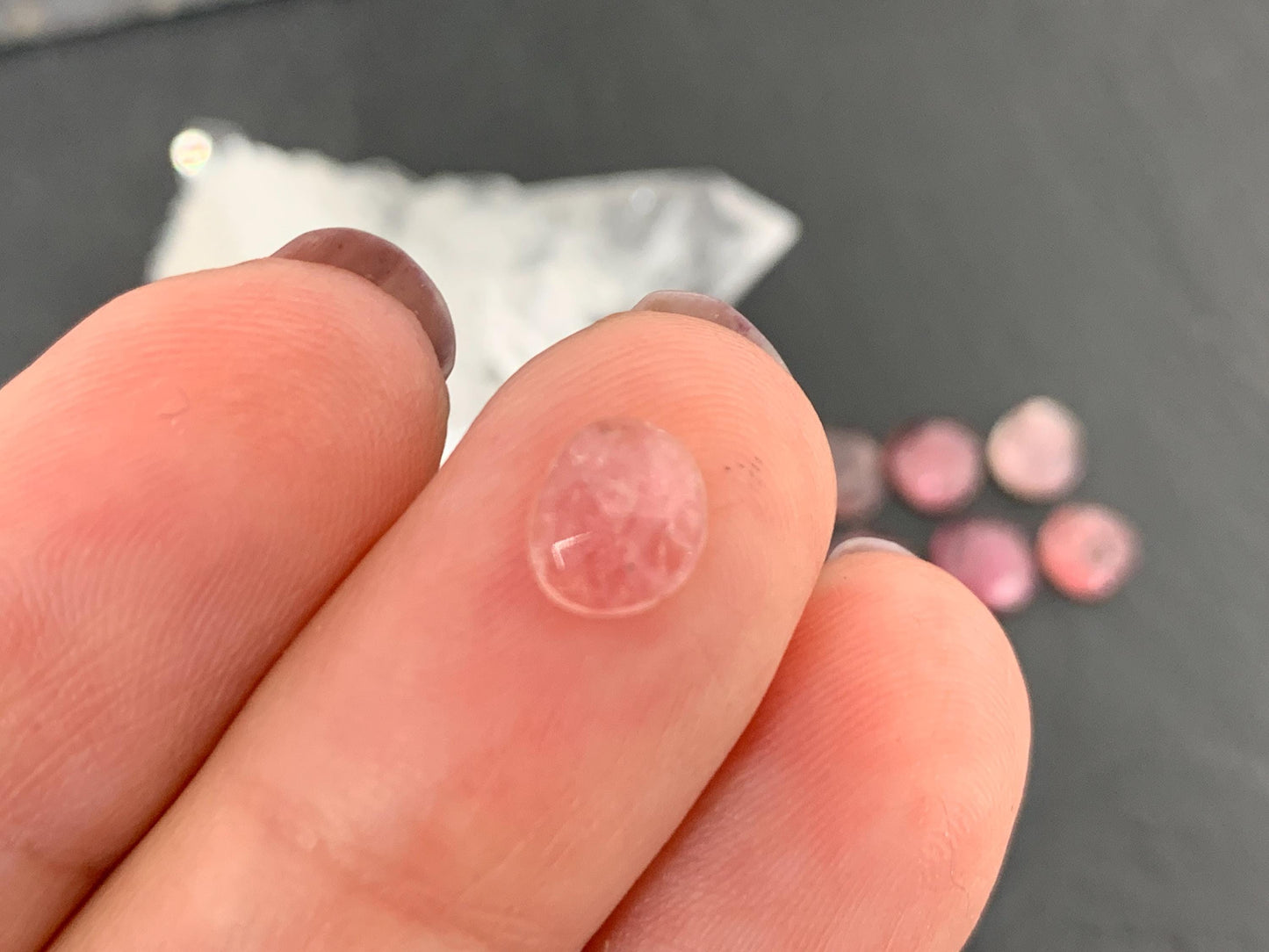 Faceted Tourmaline oval 6-8mm long cabochon