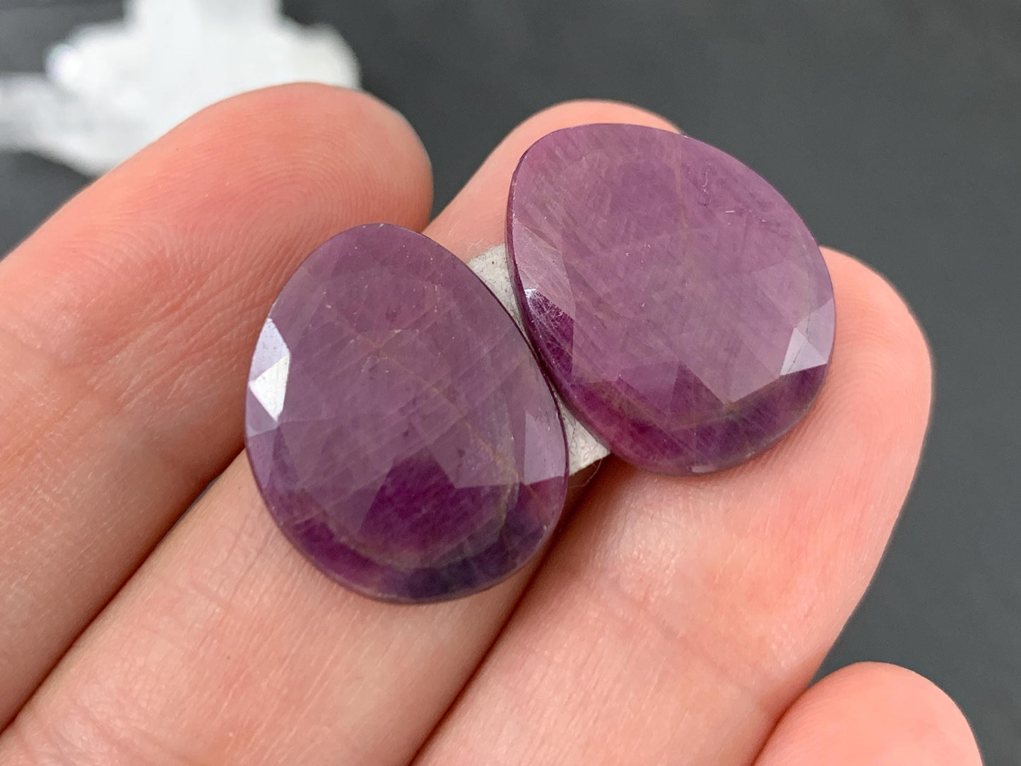 Faceted Ruby pair 15x19x3mm cabochon