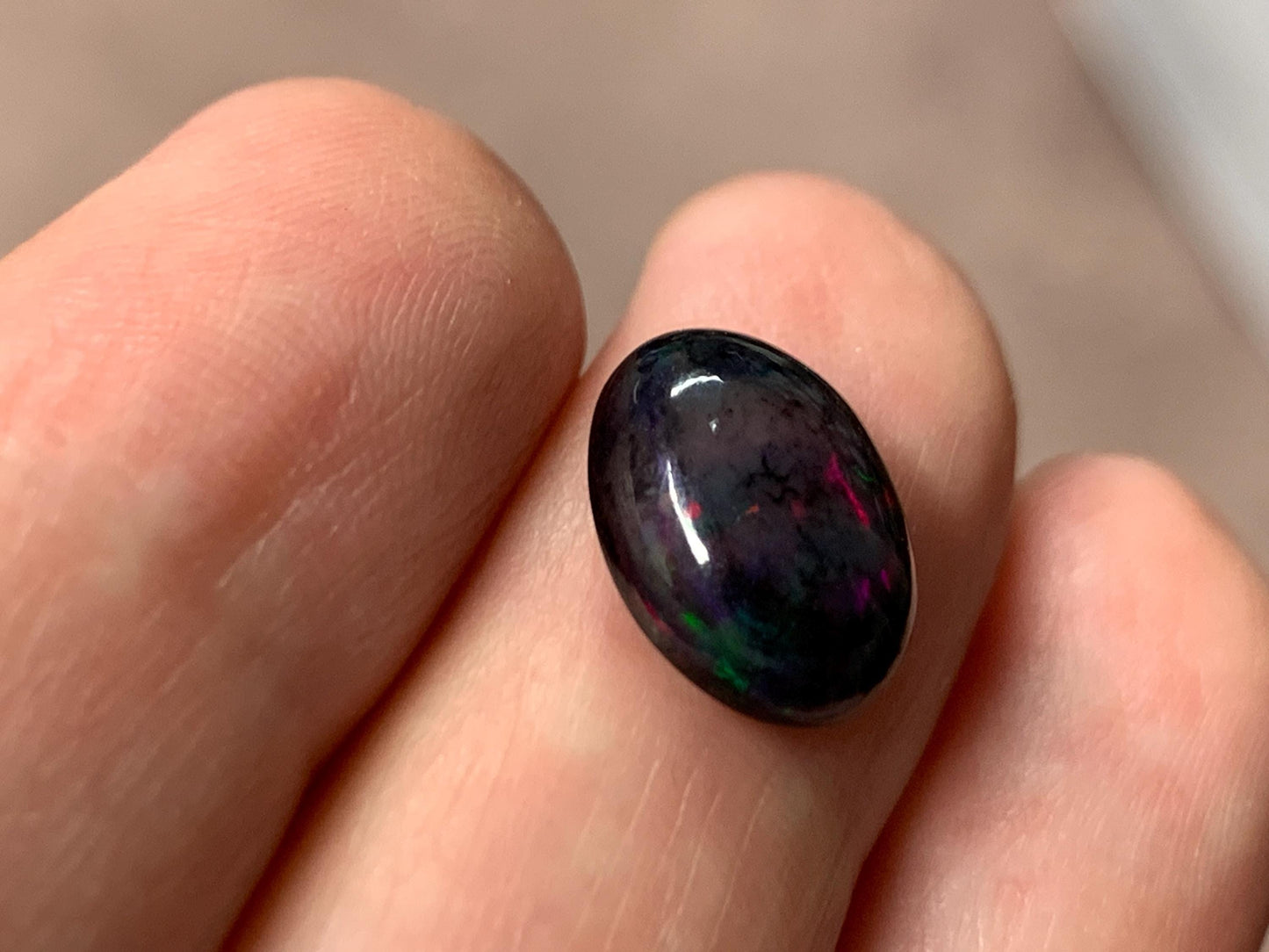 Black Ethiopian Opal oval 9x12x4mm cabochon