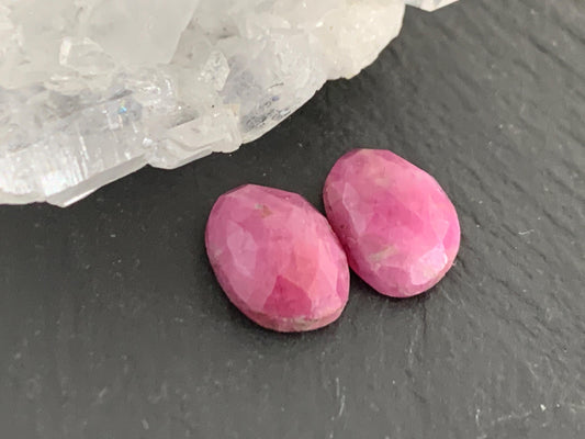 Faceted Ruby pair 8x10x3mm cabochon