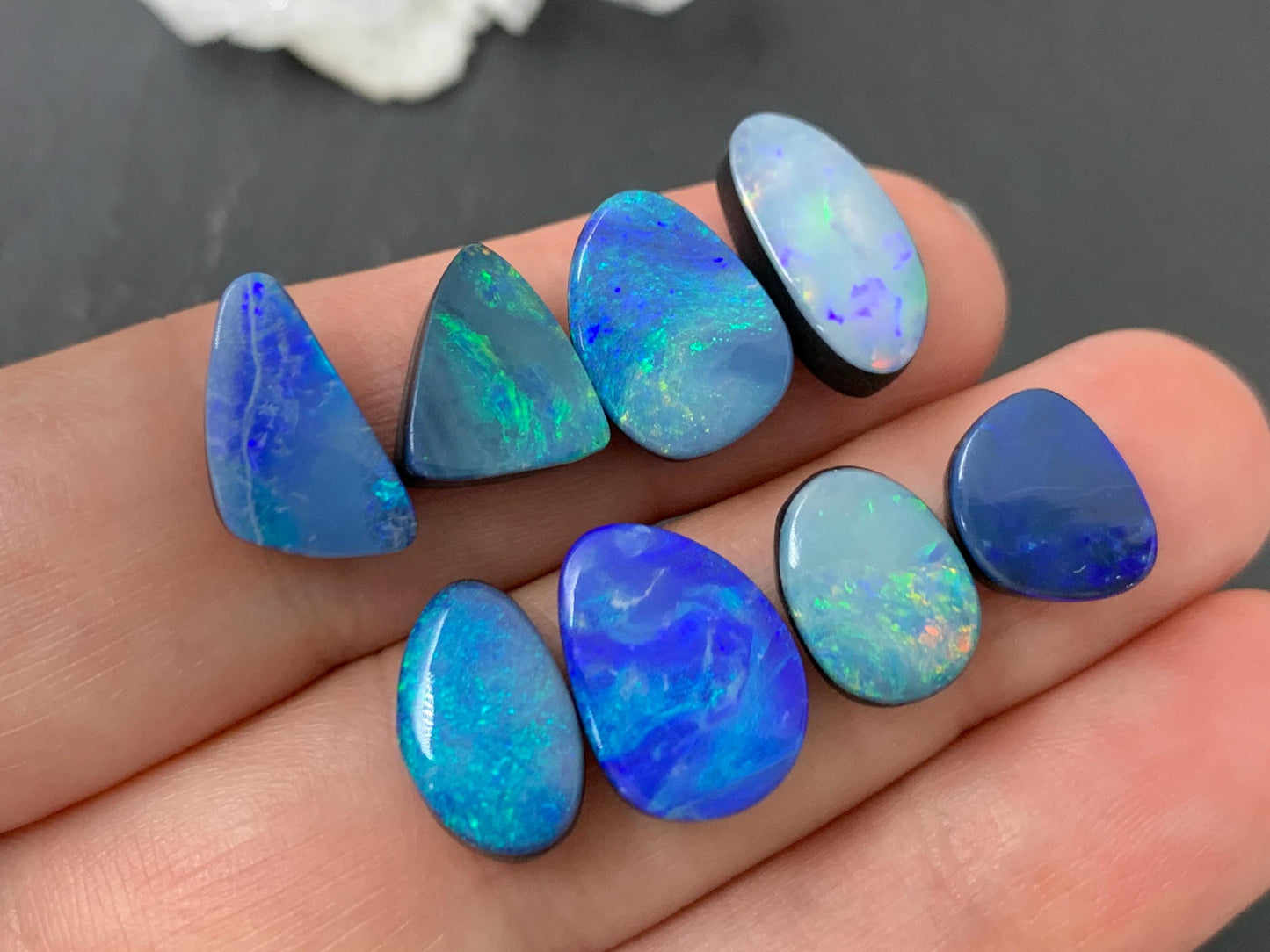 Australian Opal doublet 10-14mm long cabochon