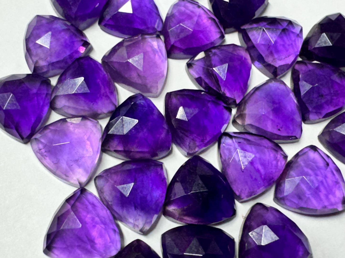 Faceted Amethyst Trillion 10mm Cabochon